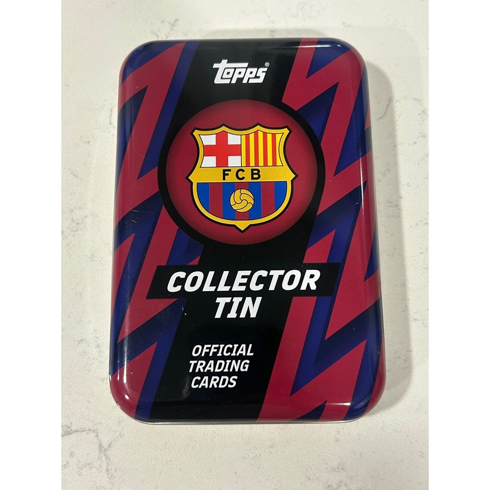 Topps FC Barcelona Collector Tin Official Trading Card Metal Storage Case FCB